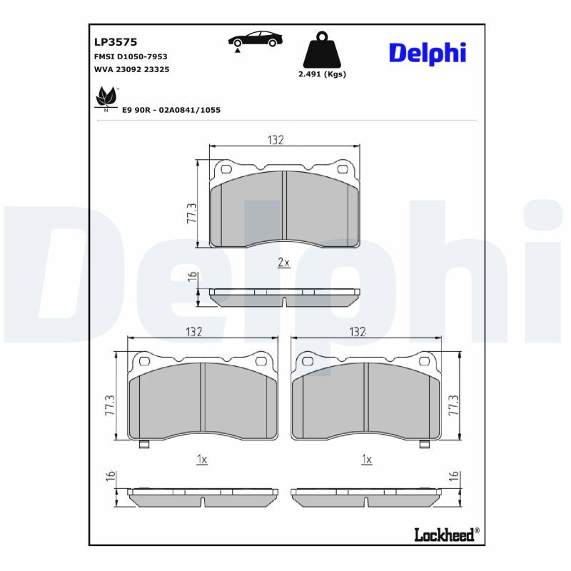 DELPHI LP3575 Brake pad set, disc brake