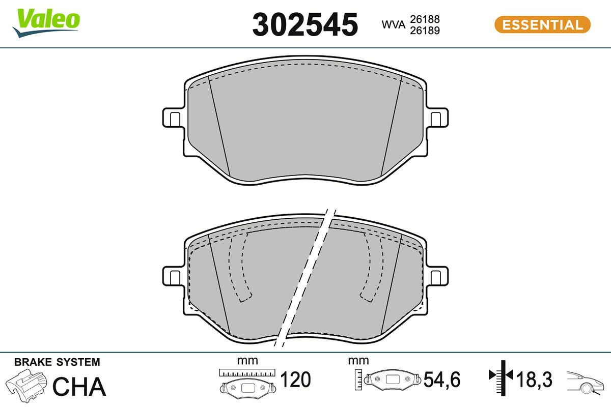 VALEO 302545 Brake pad set, disc brake