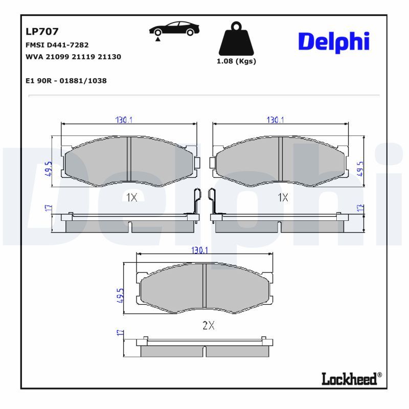 DELPHI LP707 Brake pad set, disc brake
