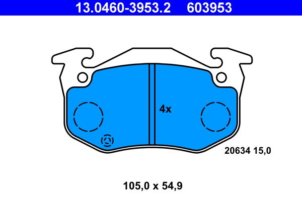 ATE 13.0460-3953.2 Brake pad set, disc brake