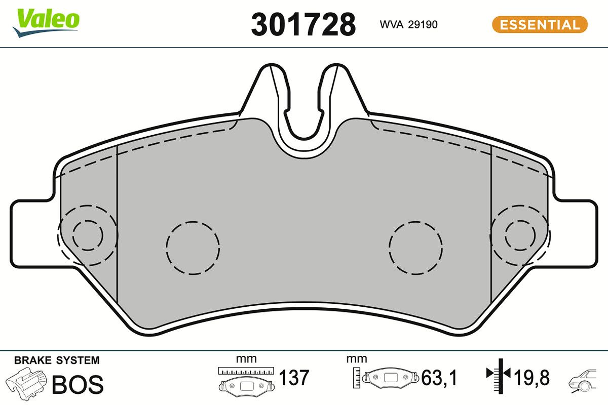 VALEO 301728 Brake pad set, disc brake