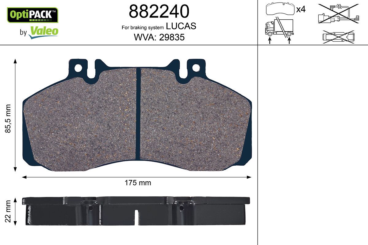 VALEO 882240 Brake pad set, disc brake
