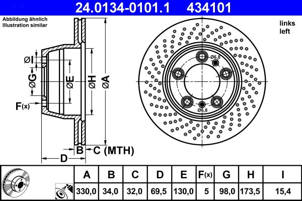 ATE 24.0134-0101.1 Brake disc