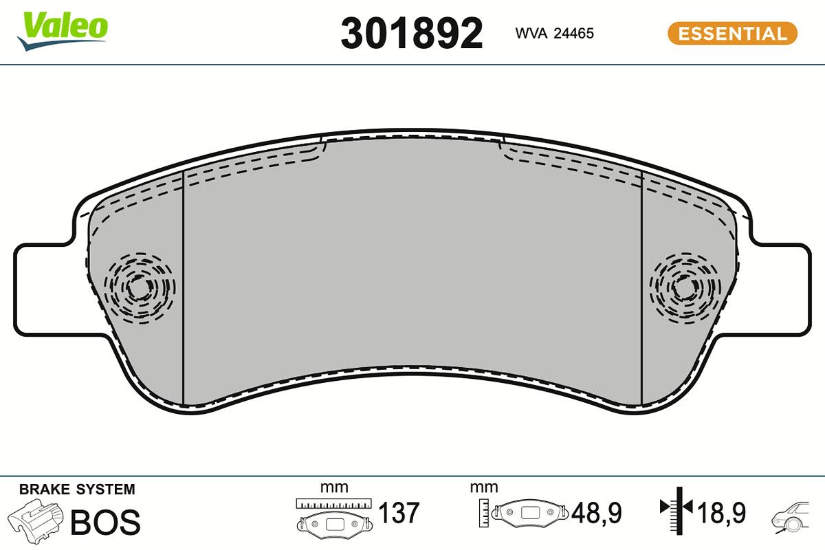 VALEO 301892 Brake pad set, disc brake