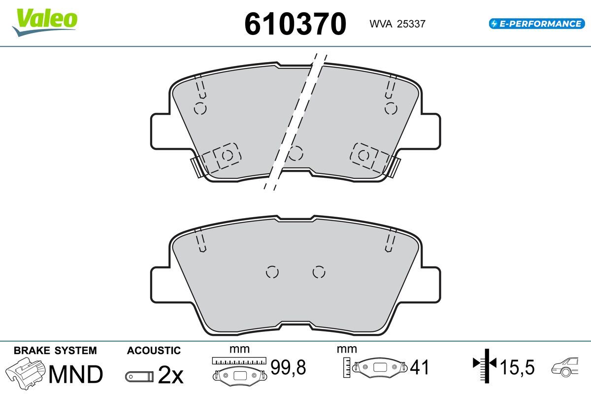 VALEO 610370 Brake pad set, disc brake