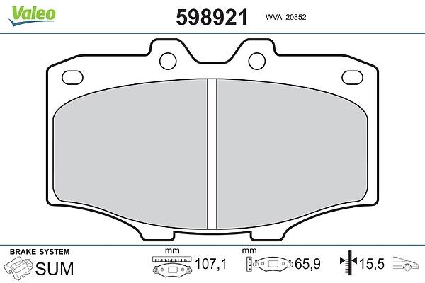 VALEO 598921 Brake pad set, disc brake