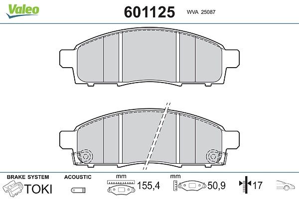 VALEO 601125 Brake pad set, disc brake