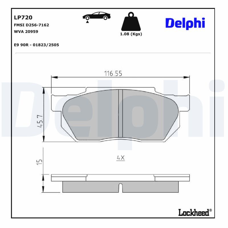 DELPHI LP720 Brake pad set, disc brake