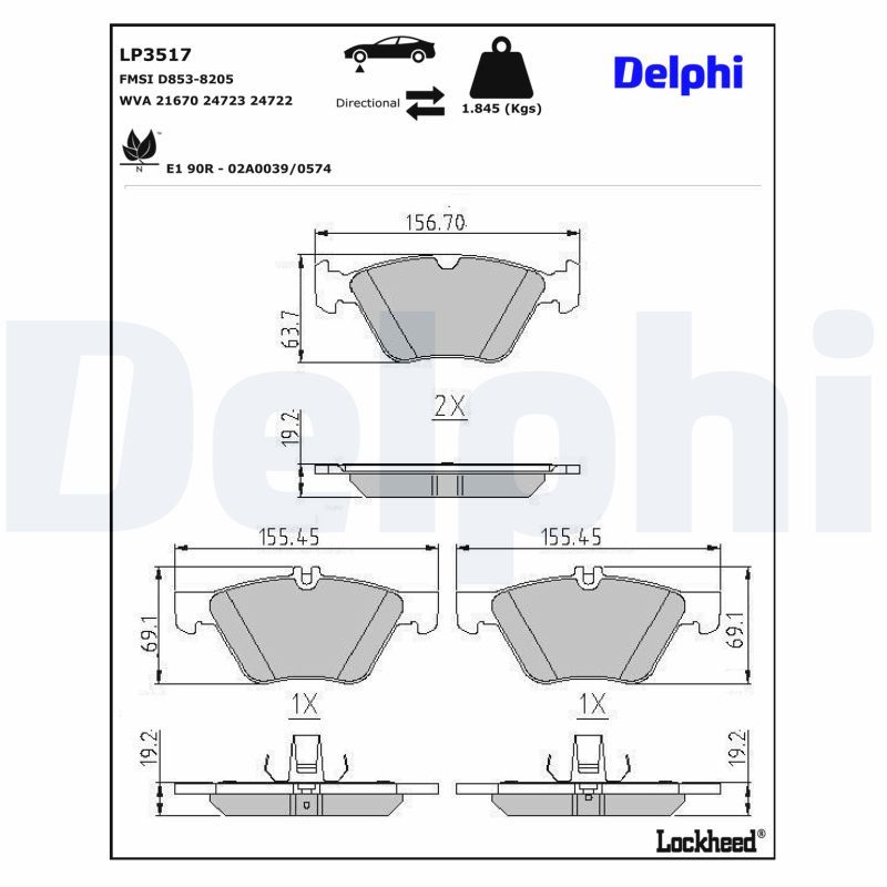DELPHI LP3517 Brake pad set, disc brake