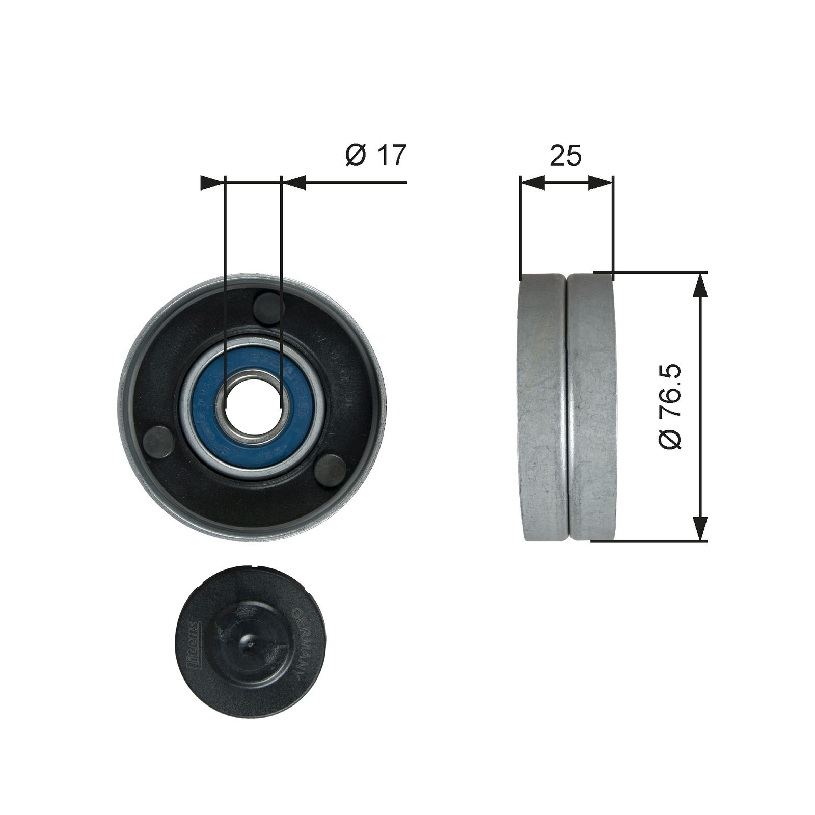 GATES T38059 Deflection/guide pulley, v-ribbed belt