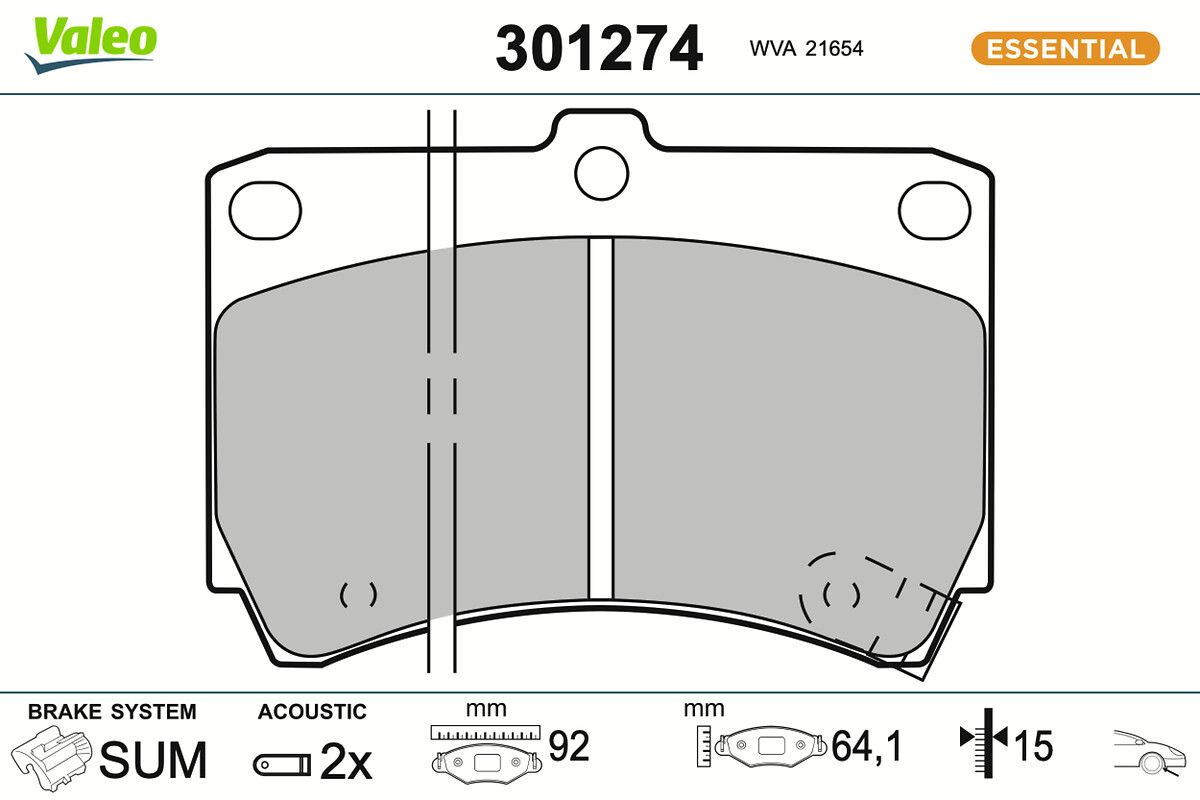 VALEO 301274 Brake pad set, disc brake