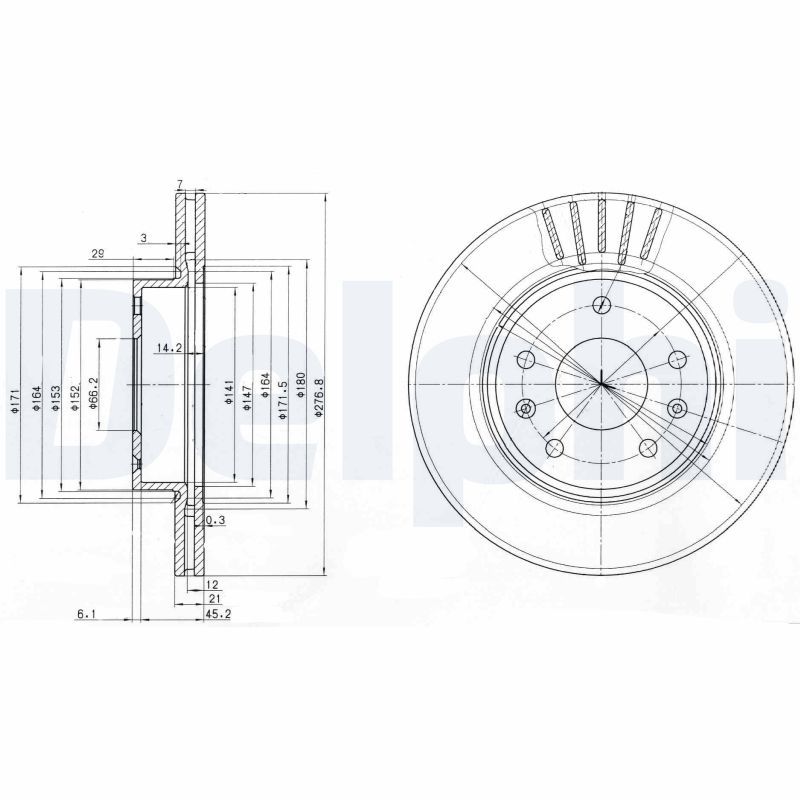 DELPHI BG3702C Brake disc