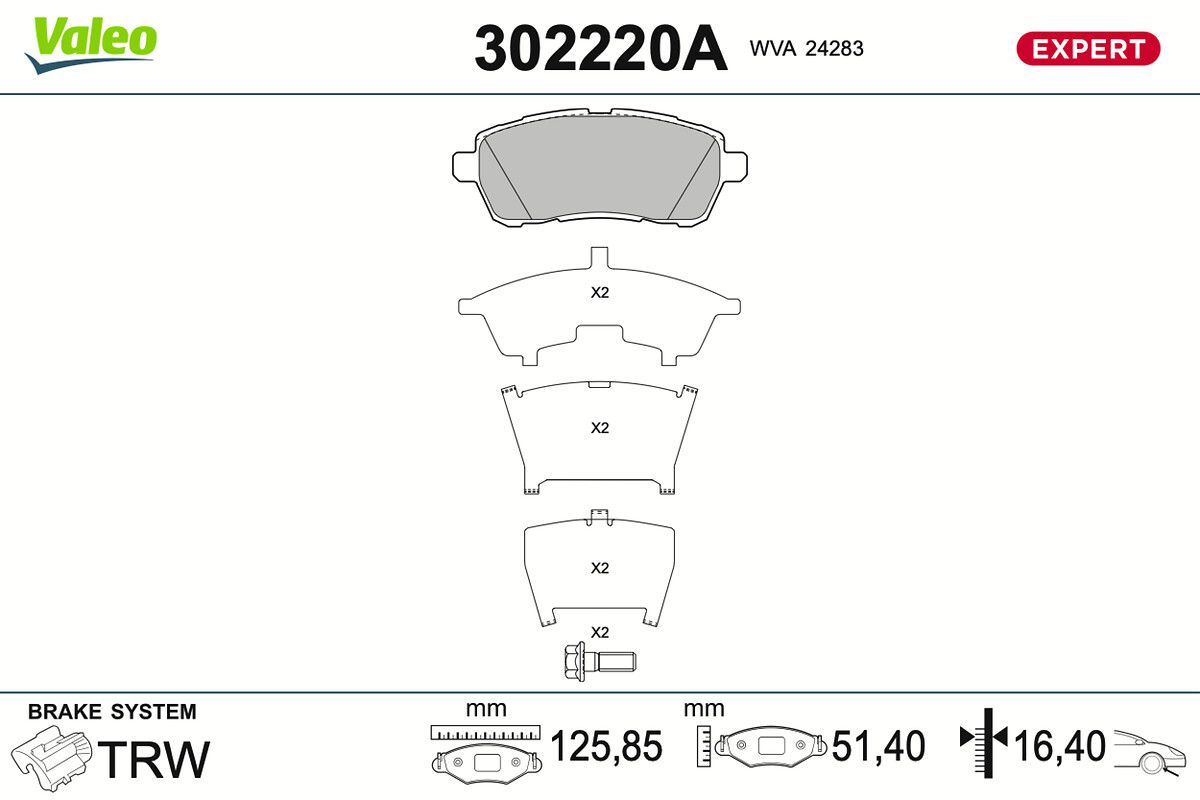 VALEO 302220A Brake pad set, disc brake