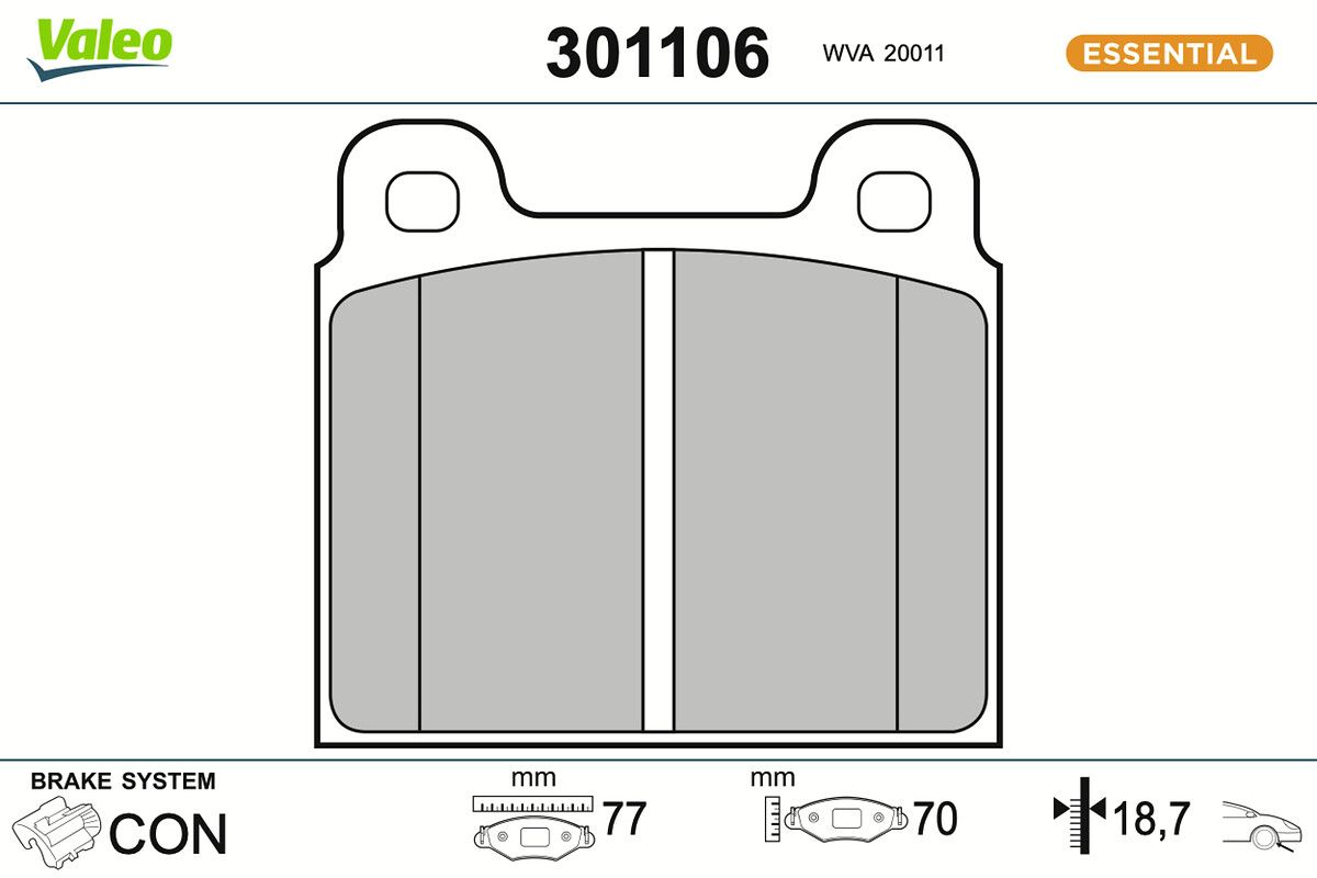 VALEO 301106 Brake pad set, disc brake
