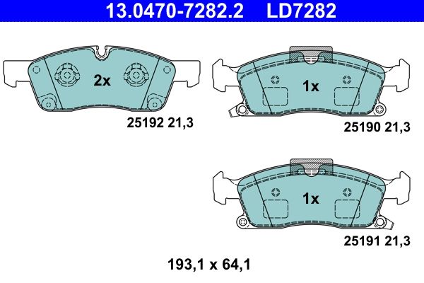 ATE 13.0470-7282.2 Brake pad set, disc brake