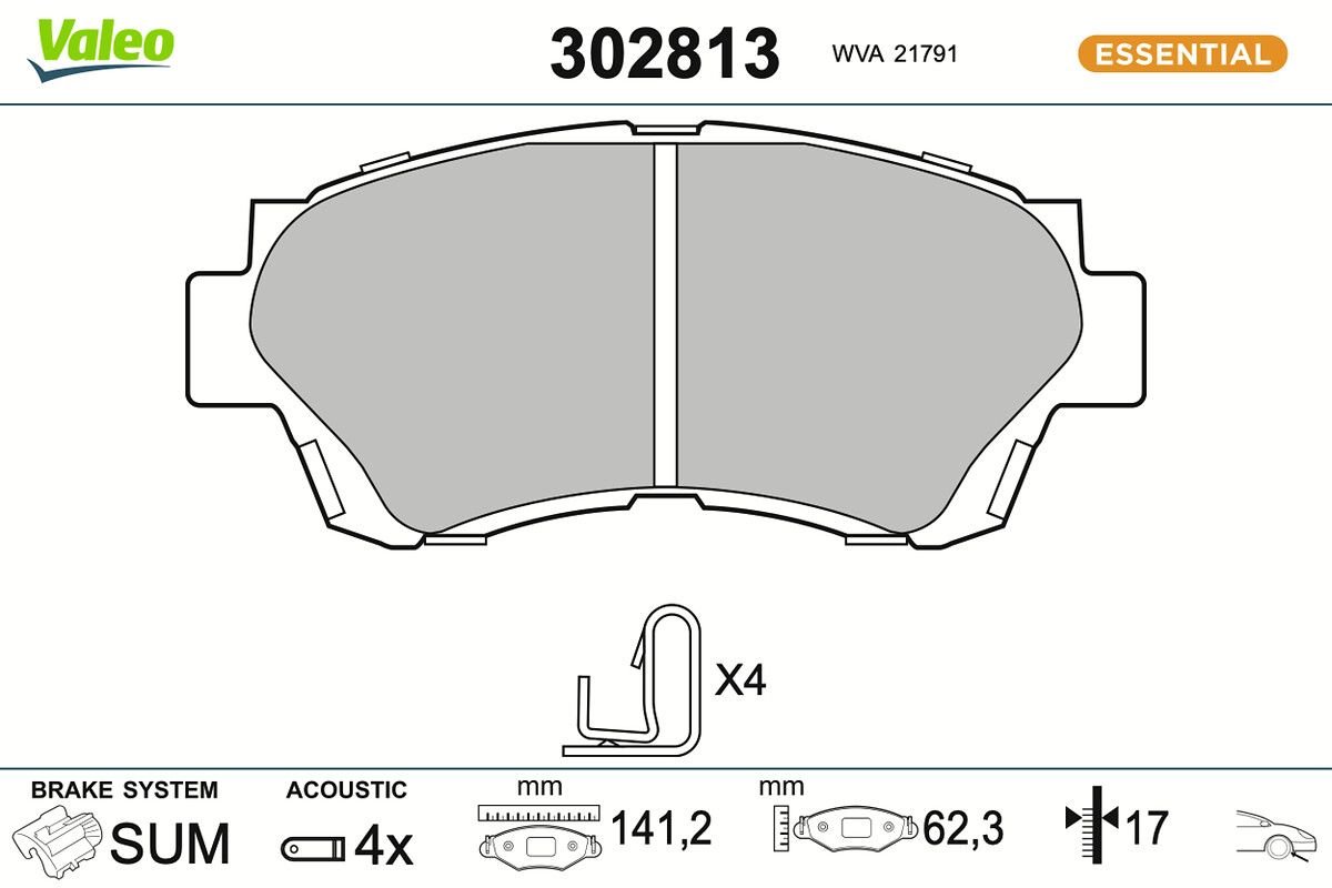 VALEO 302813 Brake pad set, disc brake