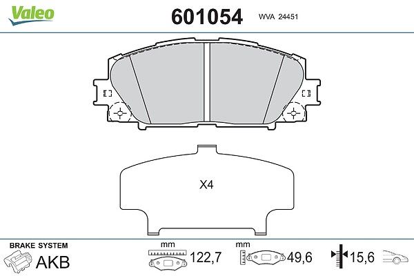 VALEO 601054 Brake pad set, disc brake