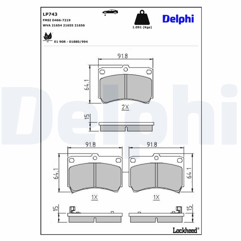 DELPHI LP743 Brake pad set, disc brake