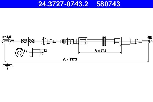 ATE 24.3727-0743.2 Cable pull, parking brake