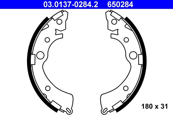 ATE 03.0137-0284.2 Brake shoe set
