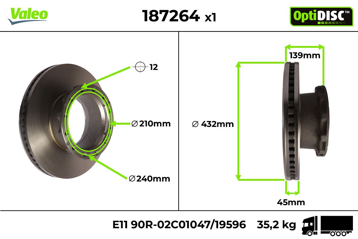 VALEO 187264 Brake disc