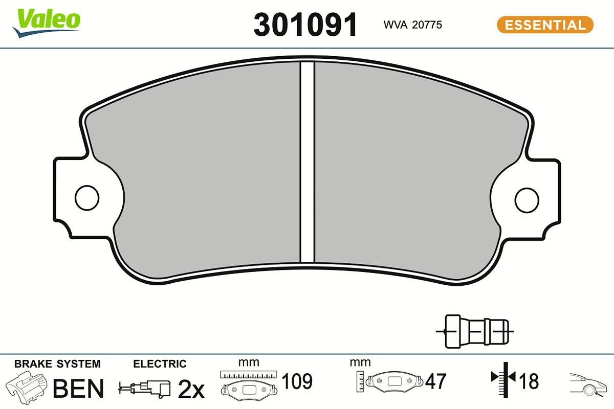 VALEO 301091 Brake pad set, disc brake