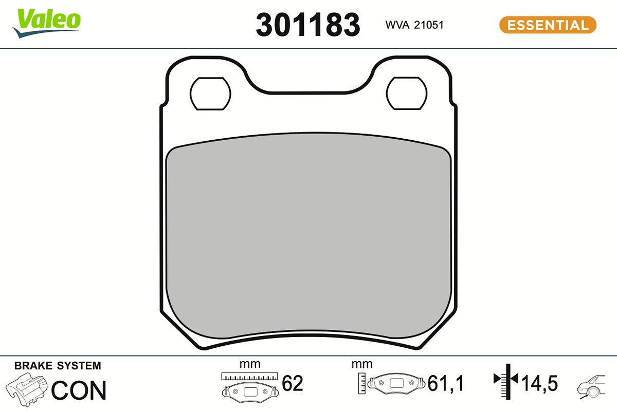VALEO 301183 Brake pad set, disc brake