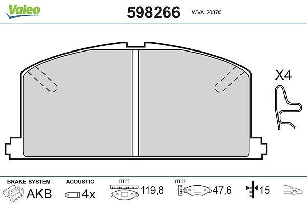 VALEO 598266 Brake pad set, disc brake
