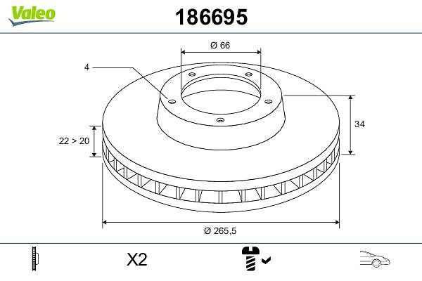 VALEO 186695 Brake disc