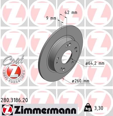 ZIMMERMANN 280.3186.20 Brake disc
