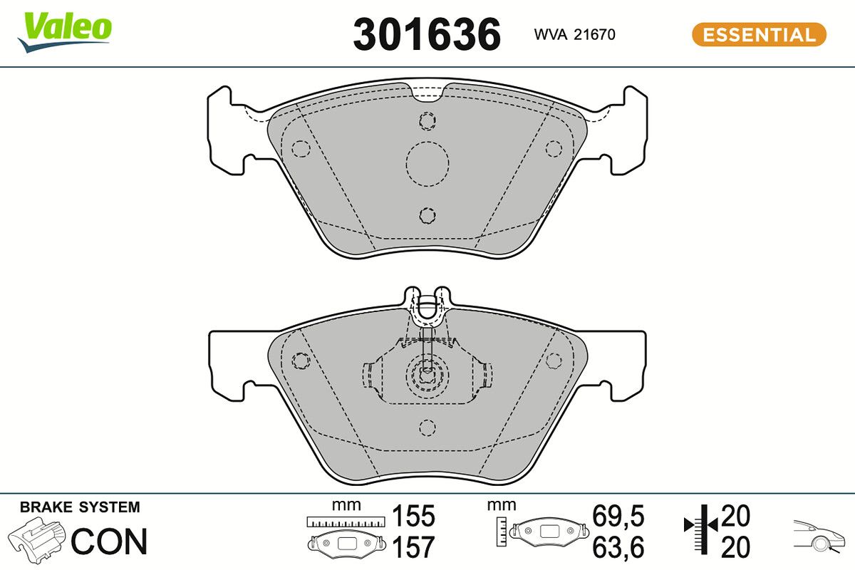 VALEO 301636 Brake pad set, disc brake