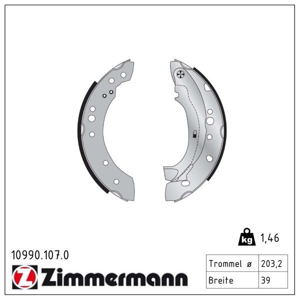 ZIMMERMANN 10990.107.0 Brake shoe set