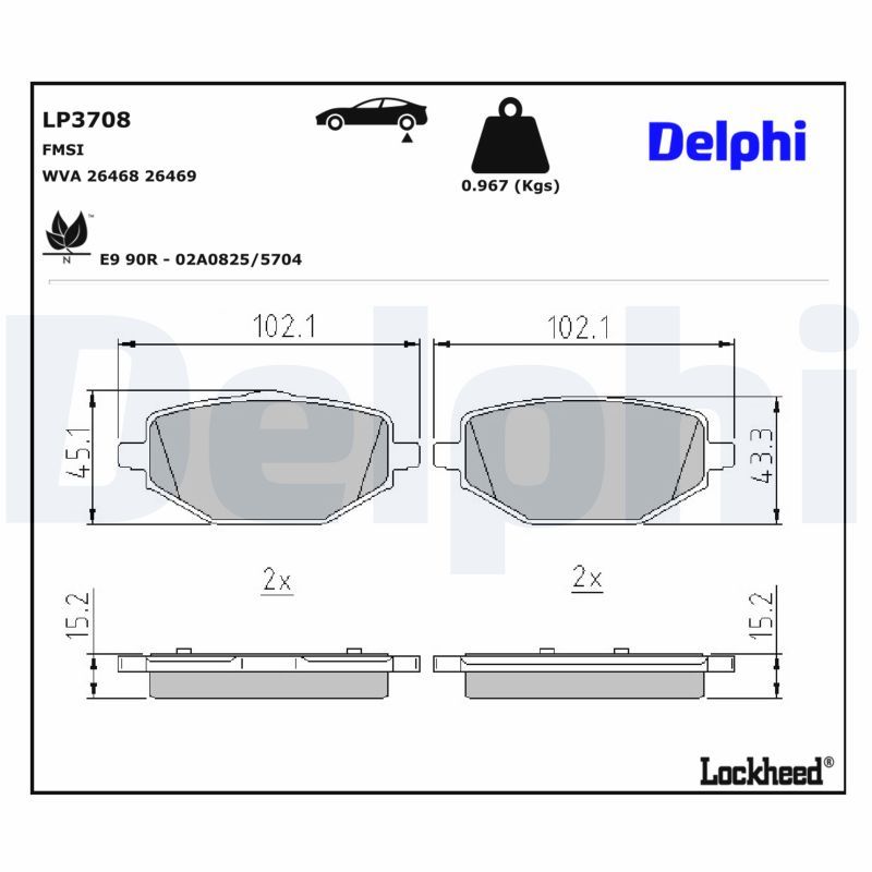 DELPHI LP3708 Brake pad set, disc brake