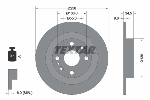 TEXTAR 92061700 Brake disc