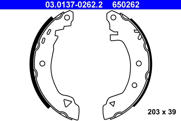 ATE 03.0137-0262.2 Brake shoe set