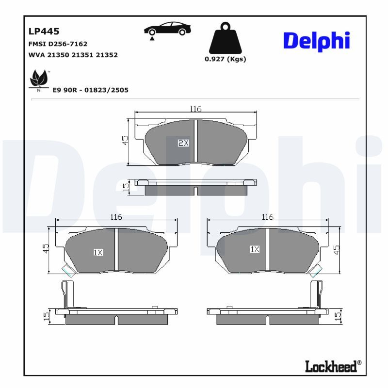 DELPHI LP445 Brake pad set, disc brake