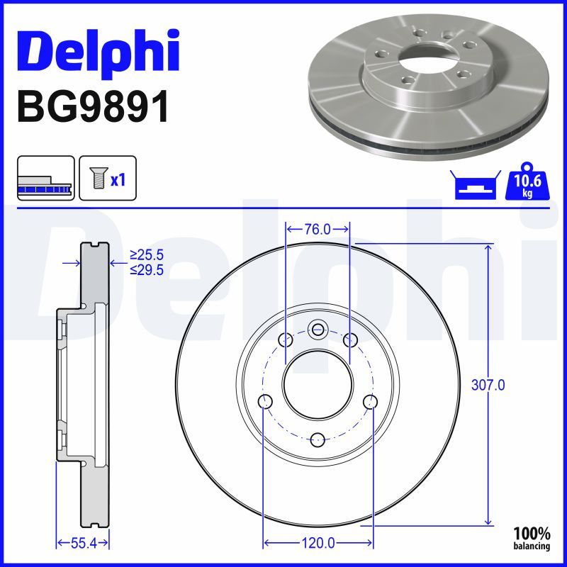 DELPHI BG9891 Brake disc