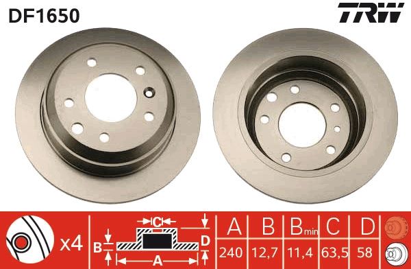 TRW DF1650 Brake disc
