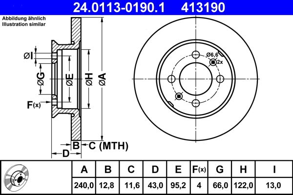 ATE 24.0113-0190.1 Brake disc