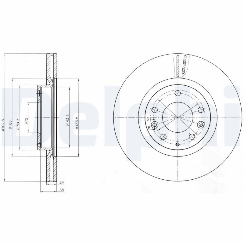 DELPHI BG4316 Brake disc