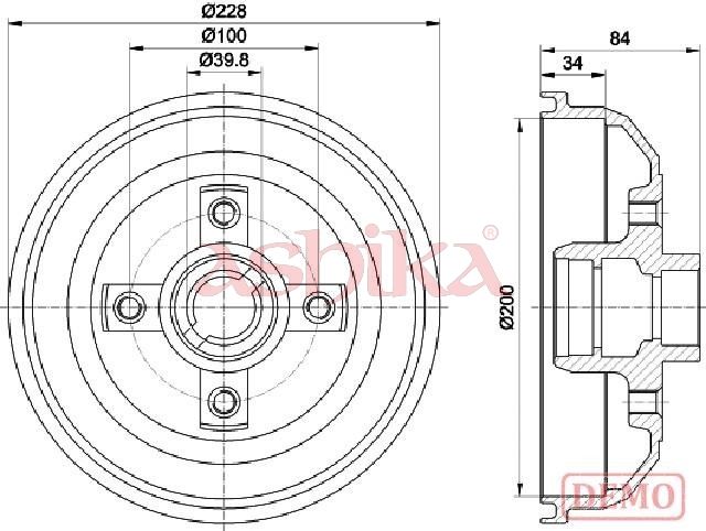 ASHIKA 56-00-0407C Brake drum