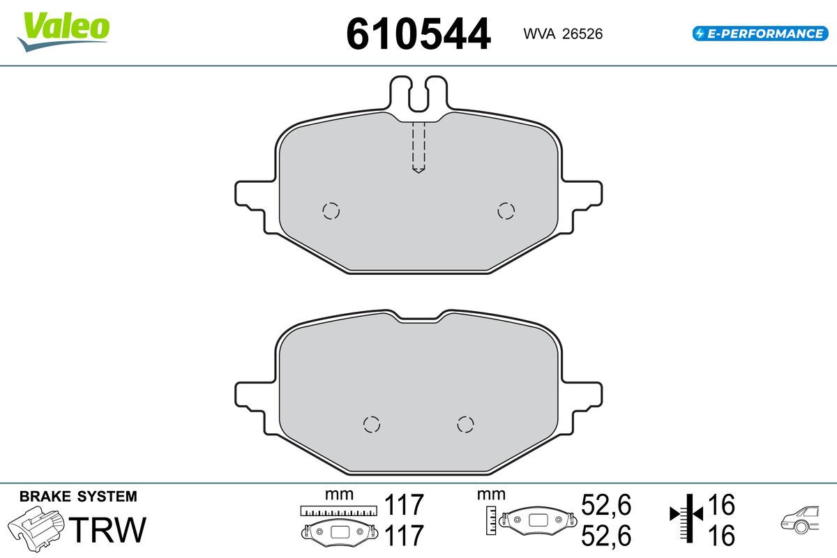 VALEO 610544 Brake pad set, disc brake