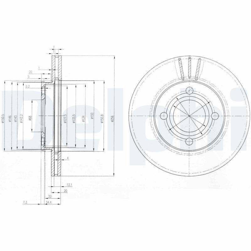 DELPHI BG2333 Brake disc