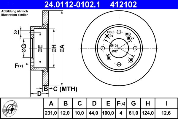 ATE 24.0112-0102.1 Brake disc