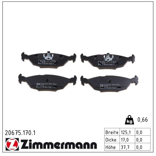 ZIMMERMANN 20675.170.1 Brake pad set, disc brake