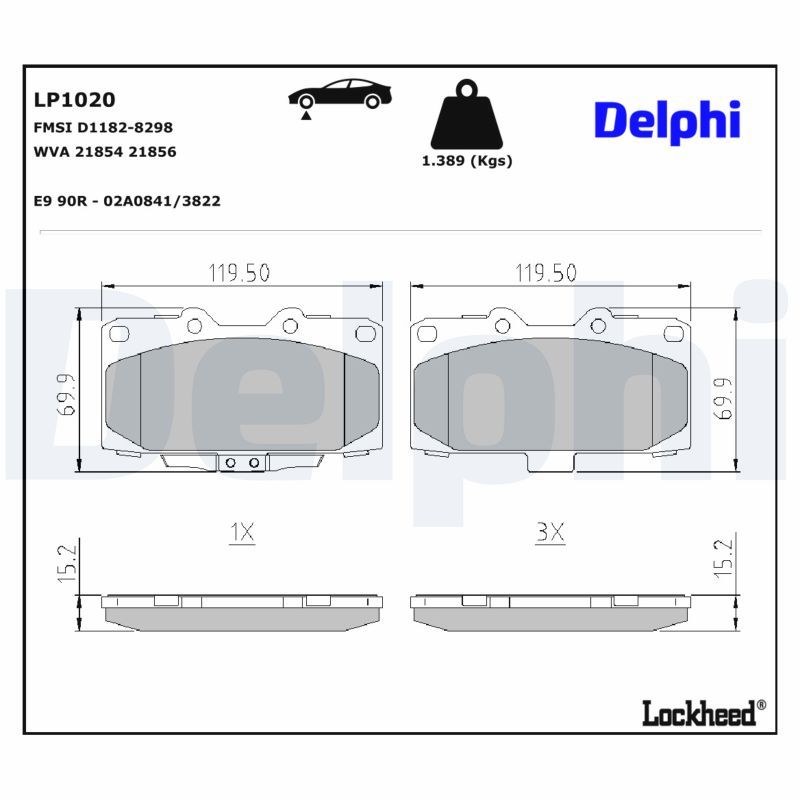 DELPHI LP1020 Brake pad set, disc brake