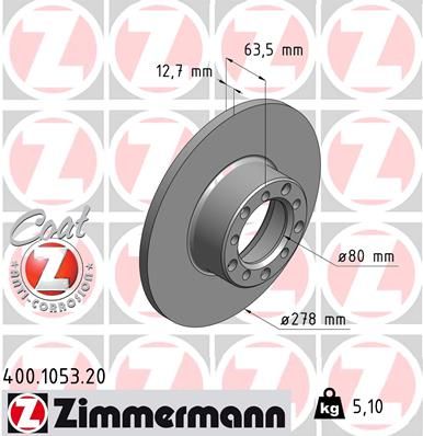 ZIMMERMANN 400.1053.20 Brake disc