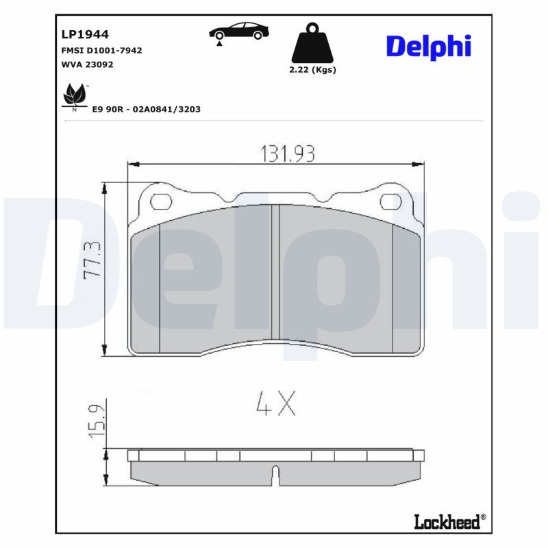 DELPHI LP1944 Brake pad set, disc brake