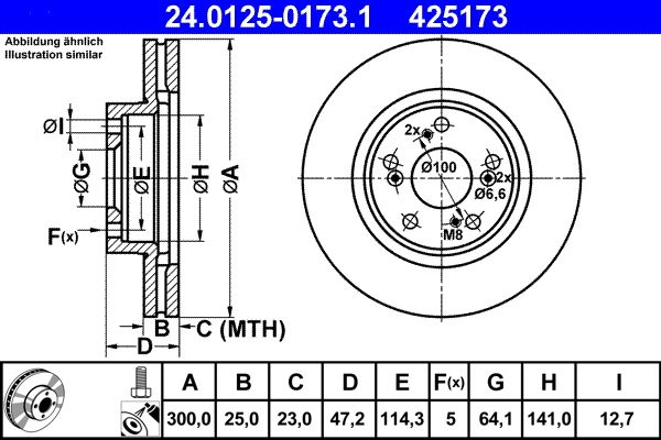 ATE 24.0125-0173.1 Brake disc