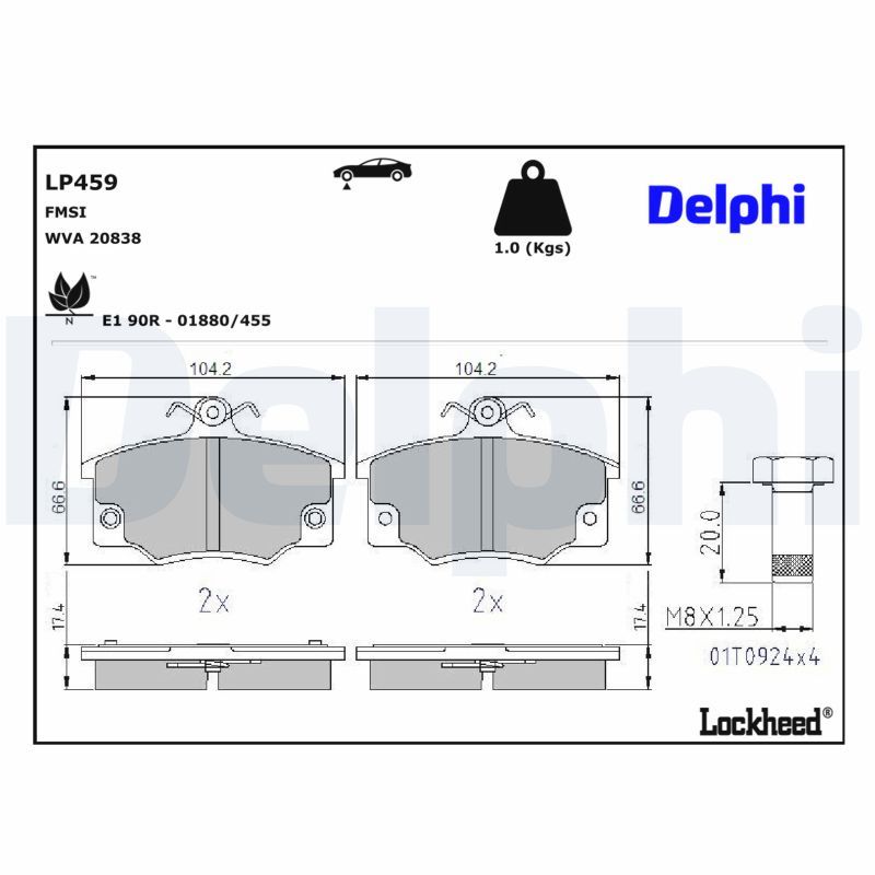 DELPHI LP459 Brake pad set, disc brake